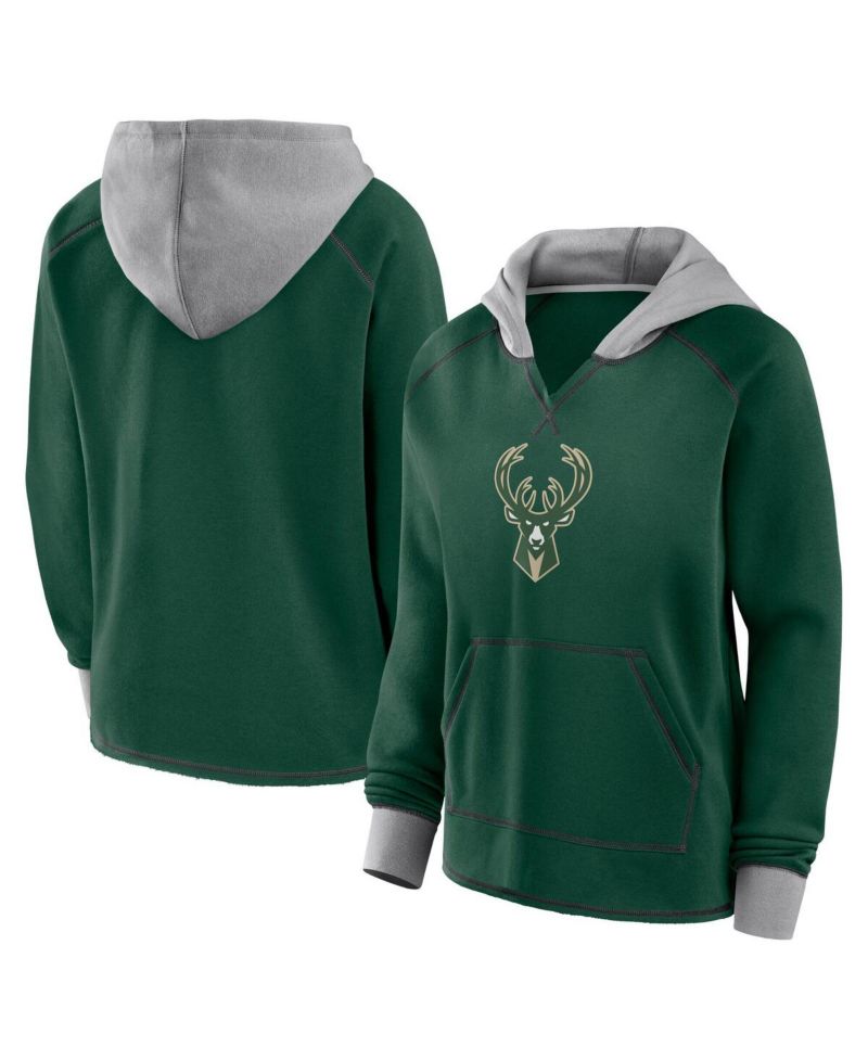 Women's Hunter Green Milwaukee Bucks Boom Pullover Hoodie