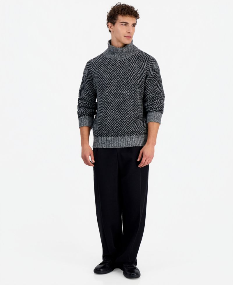 Men's Sherborne Herringbone Oversized Turtleneck Sweater