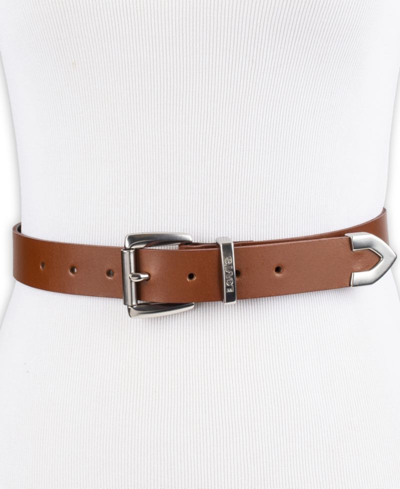 Women's Western Metal Tip End Leather Pant Belt