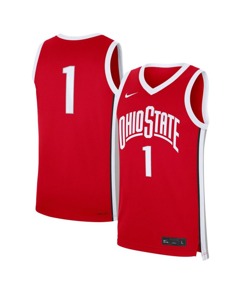 Men's 1 Scarlet Ohio State Buckeyes Road Replica Jersey