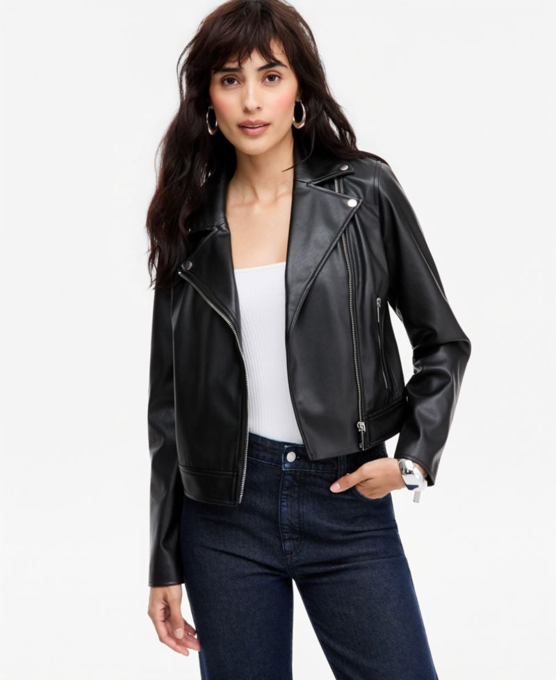 Women's Faux-Leather Moto Jacket