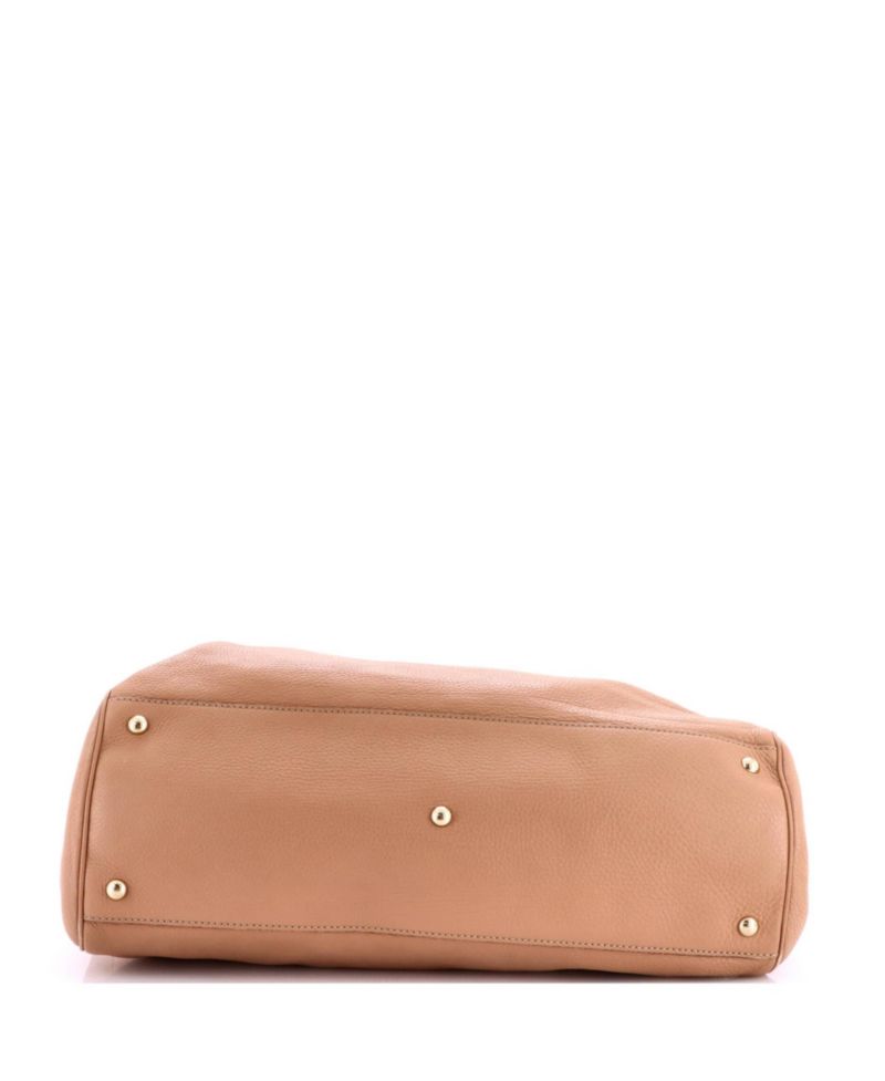 Large Bamboo Shopper Tote Leather