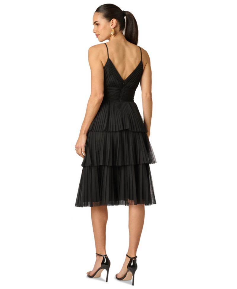 Women's V-Neck Mesh Midi Dress