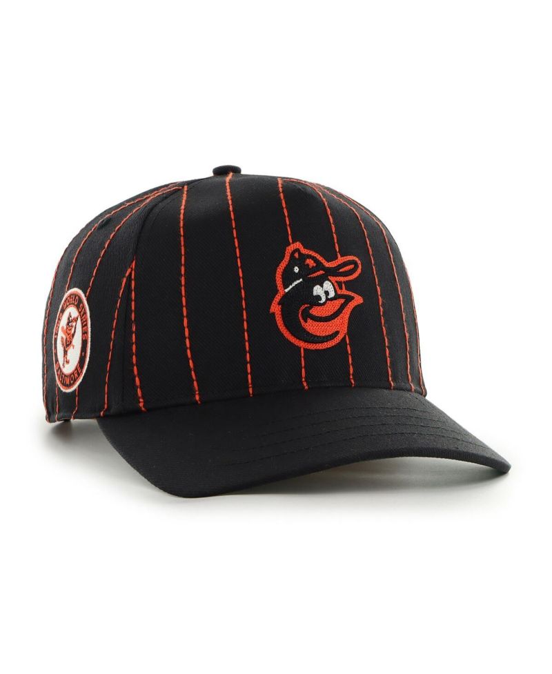 x Rawlings Men's Black Baltimore Orioles Pinstripe Hitch Adjustable Hat