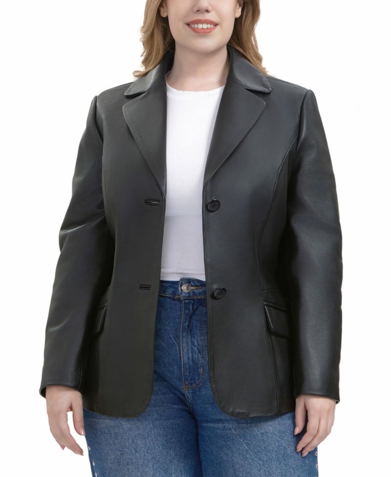 Plus Size Ruth Leather Blazer Jacket