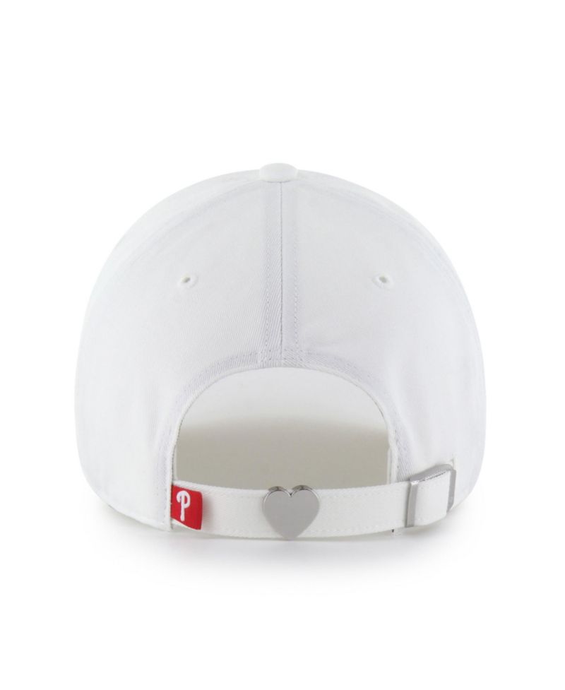 Women's White Philadelphia Phillies Trendy Script Clean Up Adjustable Hat