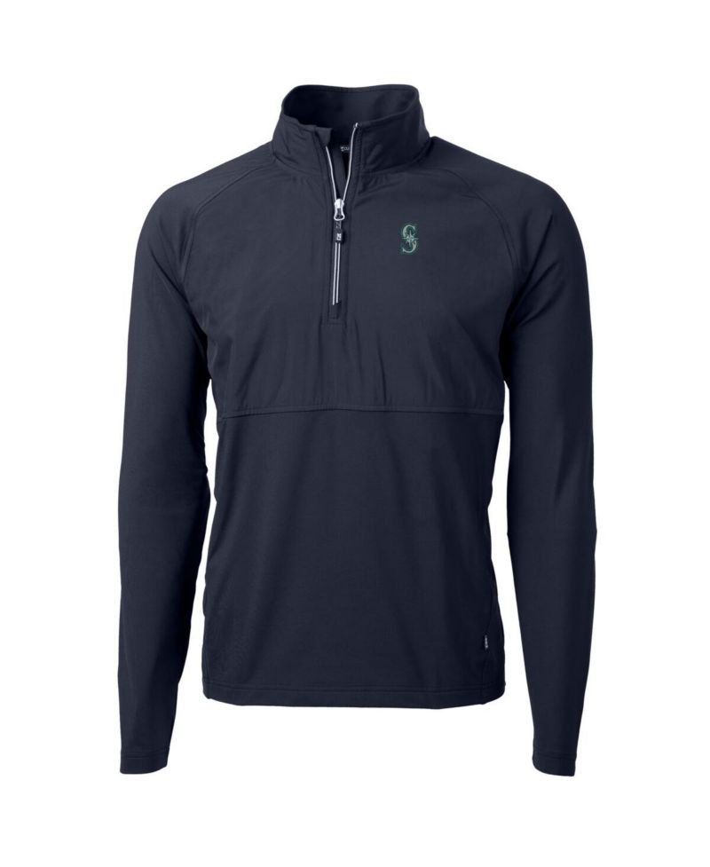 Men's Navy Seattle Mariners Adapt Eco Knit Hybrid Quarter-Zip Pullover Jacket