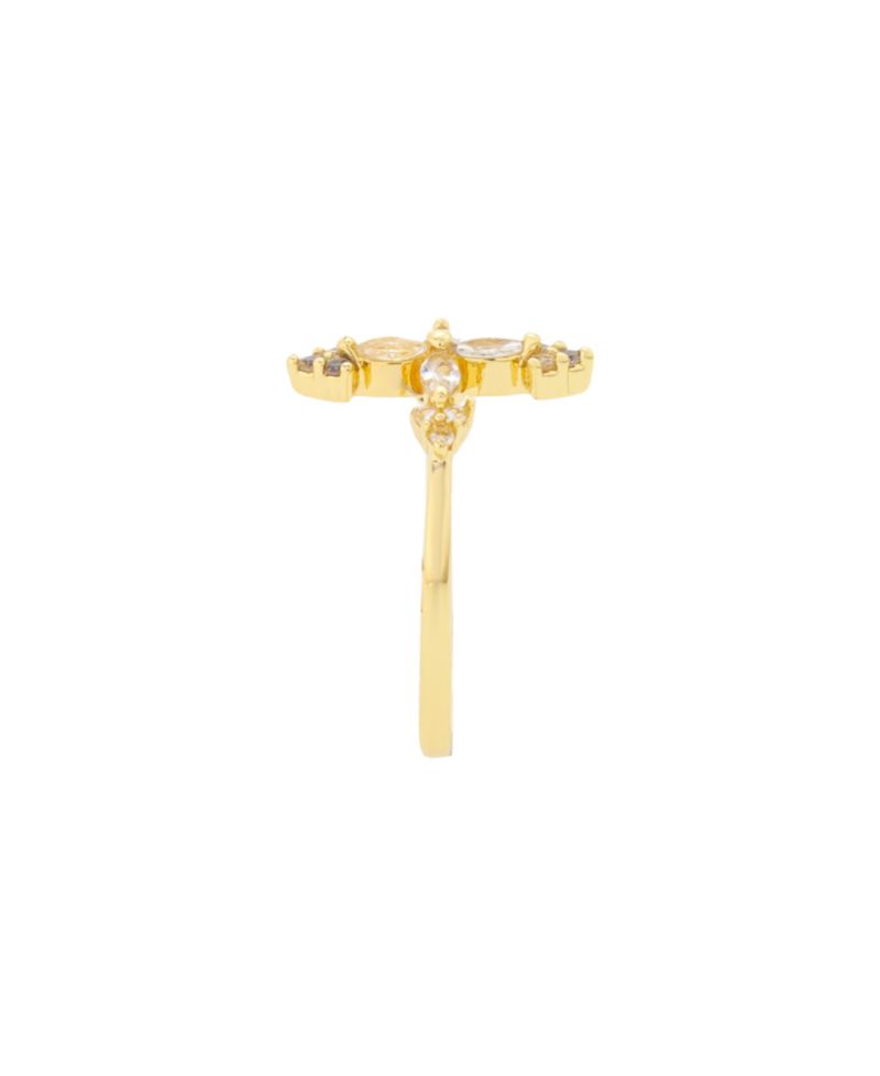 Gold-Tone Cubic Zirconia Cross Ring