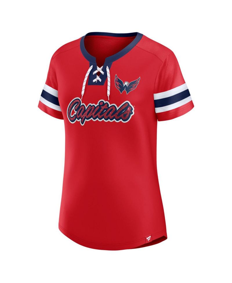 Women's Red Washington Capitals Iconic Athena Lace-Up T-Shirt