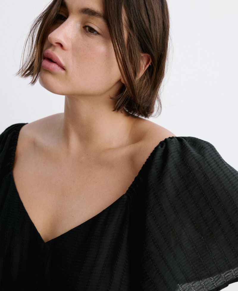 Women's Gathered Detail Textured Dress