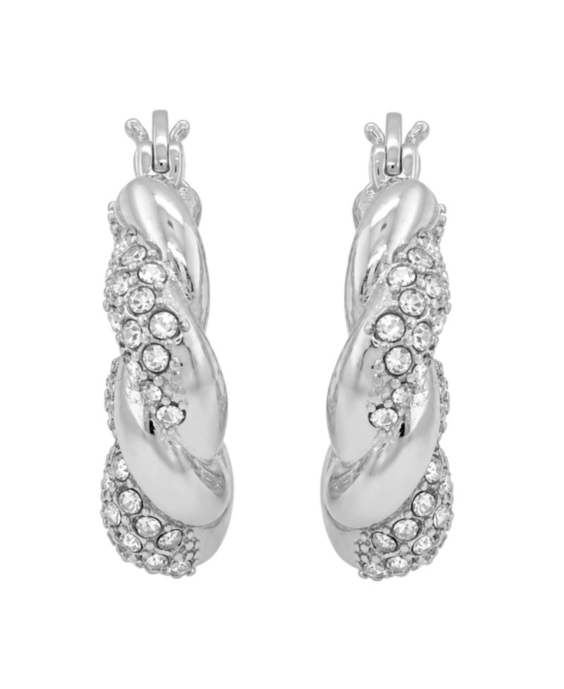 Women's Crystal Twist Puff Hoop Earring