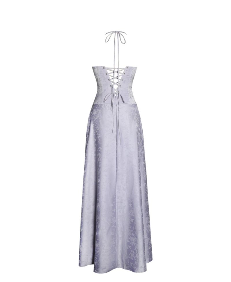 Women's Raegan Taro Purple Jacquard Rouched Maxi Dress
