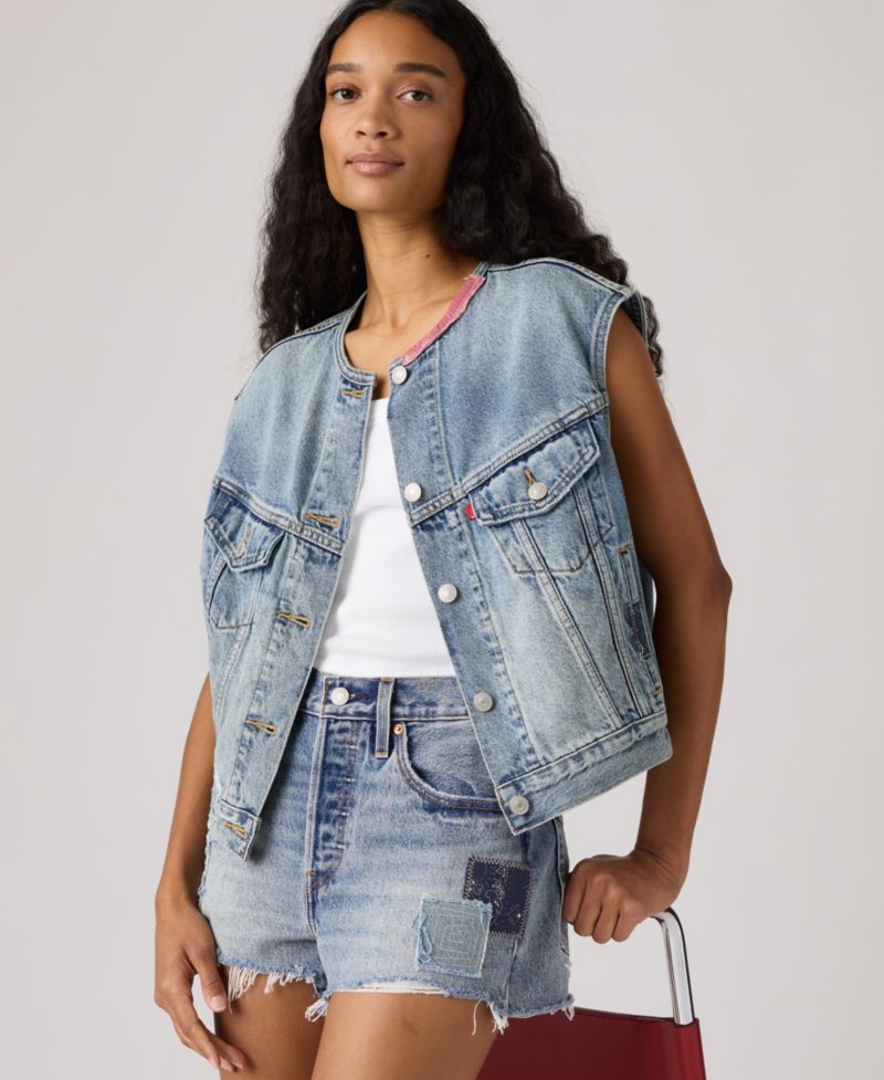 Premium Women's Relaxed-Fit Sleeveless Trucker Jacket