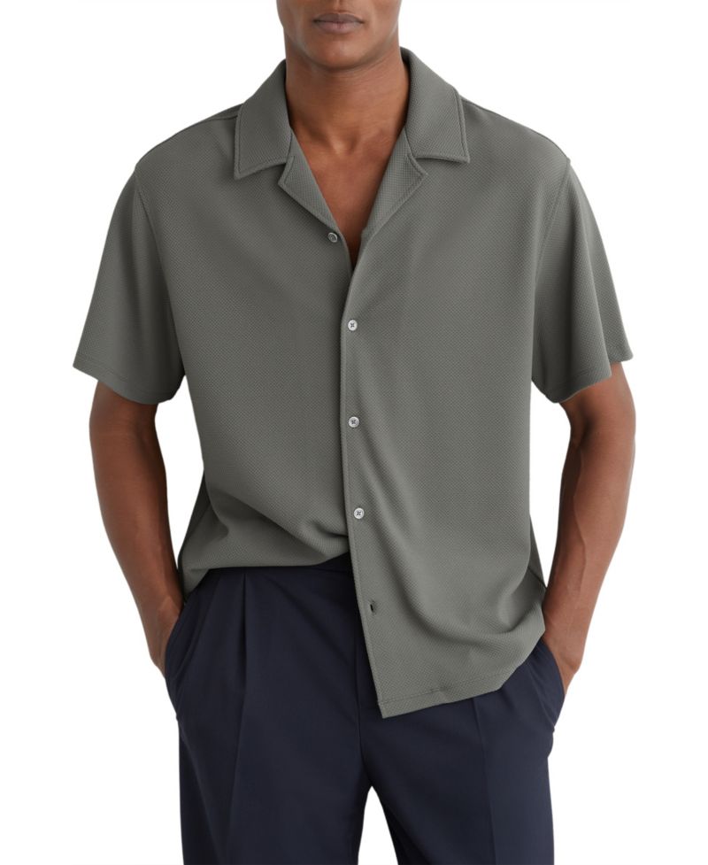 Men's Cedric Textured Cuban-Collar Shirt