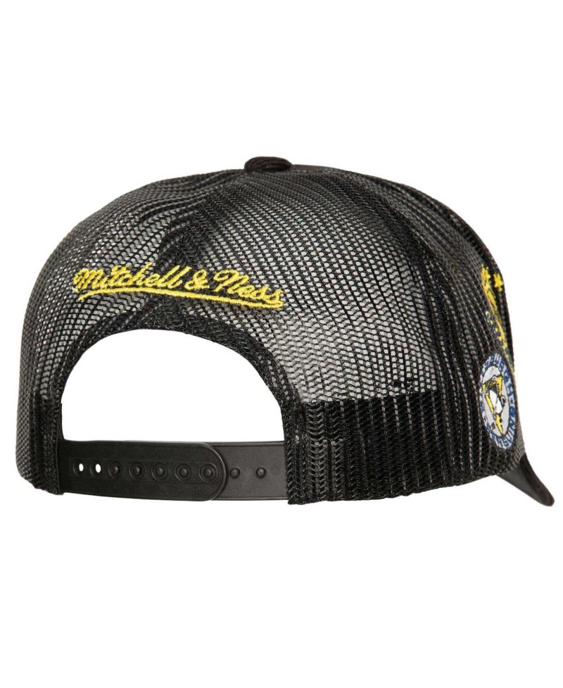 Men's Black Pittsburgh Penguins Times Up Classic Script Cord Trucker Adjustable Hat