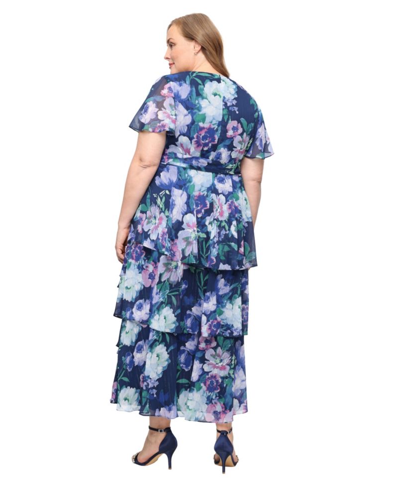 Plus Size V-Neck Tiered Maxi Dress