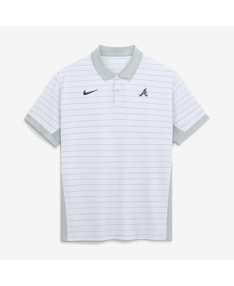 Men's White Atlanta Braves Authentic Collection Striped Victory Dri-FIT Polo Shirt