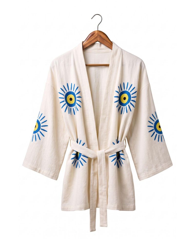 Women's Elia Printed Long-Sleeve V-Neck Robe and Shorts, 2-Piece Set
