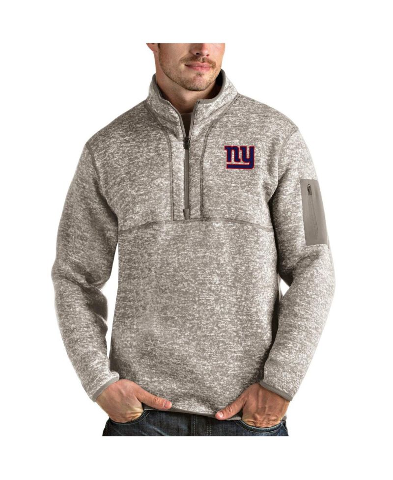 Men's Oatmeal New York Giants Fortune Quarter-Zip Pullover Jacket