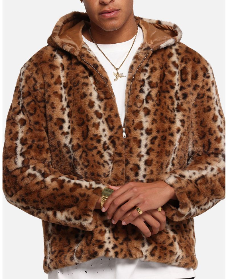 Men's Leopard Faux Fur Jacket