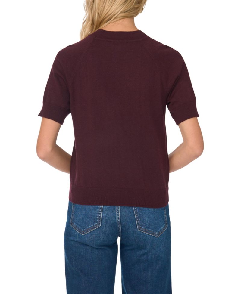 Women's Mock Neck Raglan Short-Sleeve Sweater