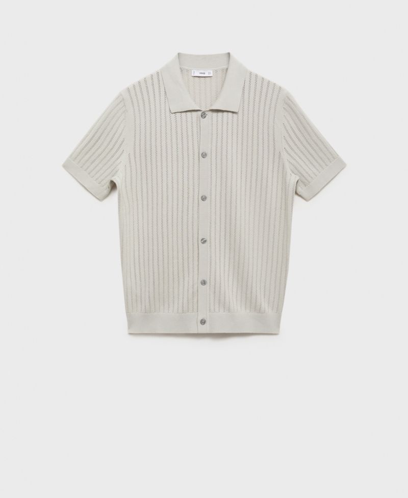 Men's Openwork Detail Cotton Shirt