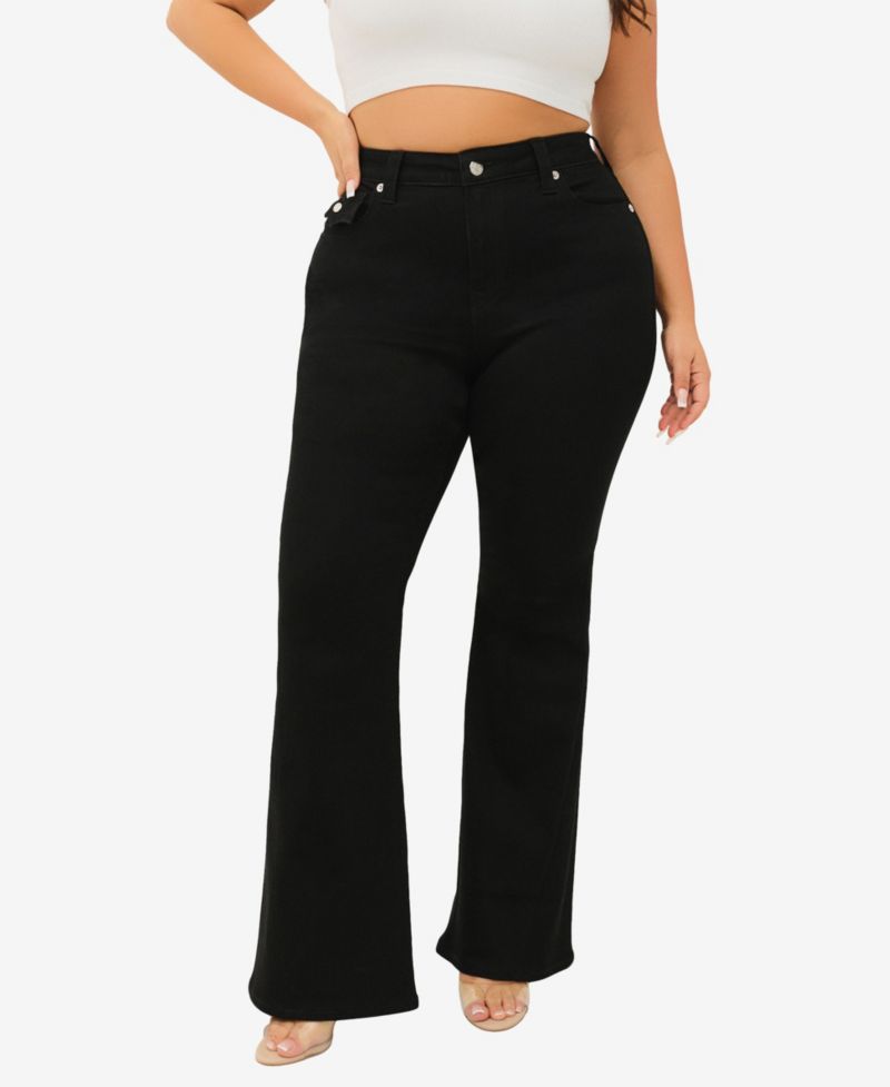 Plus Size Joey Flare Mid-Rise Flap Jeans