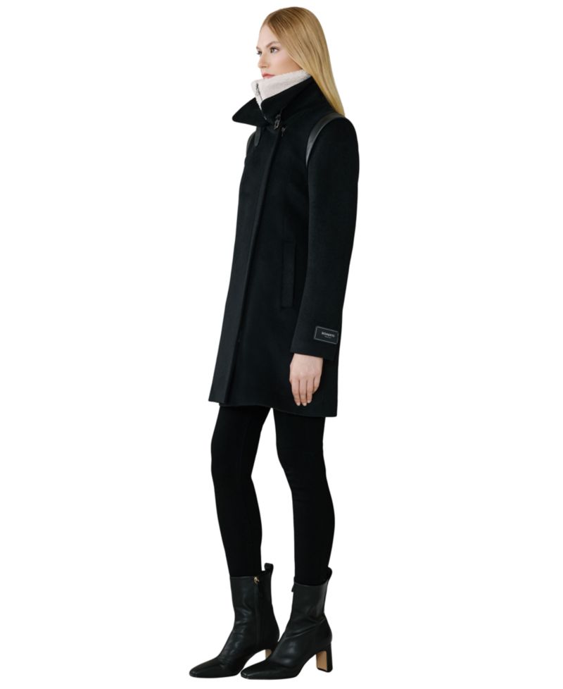 Women's Kiana Wool-Blend Notched-Collar Zipper Coat