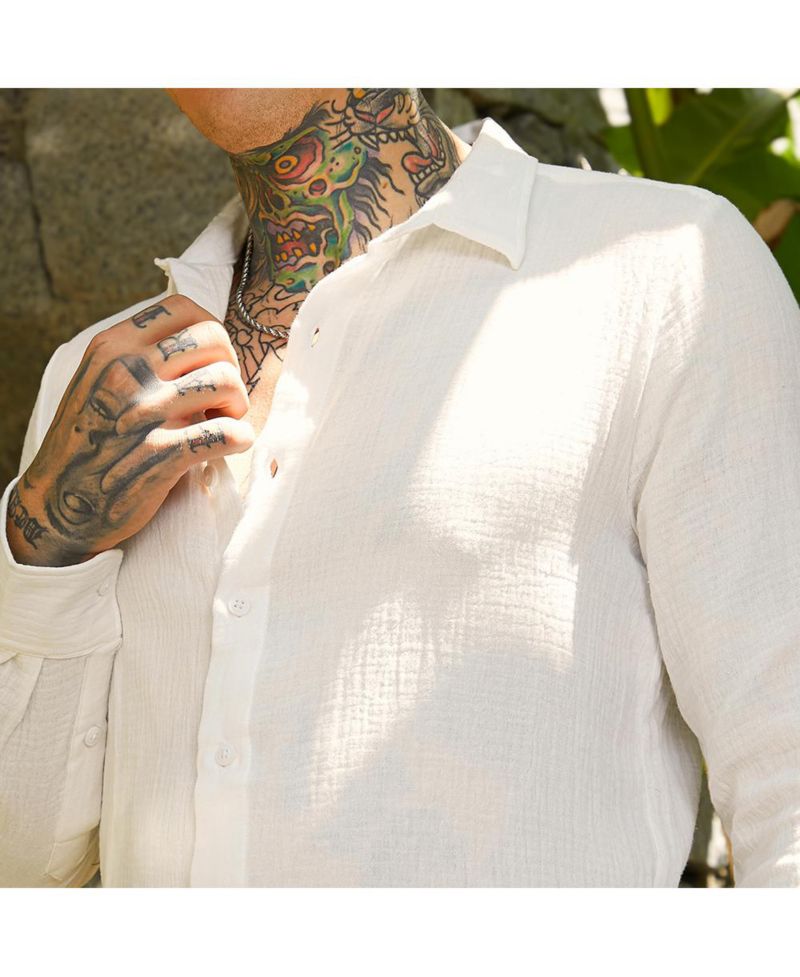 Men's Daisy White Breezy-Weave Shirt