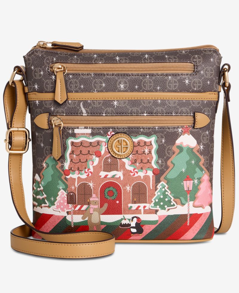 Gingerbread Bears North South Crossbody Bag