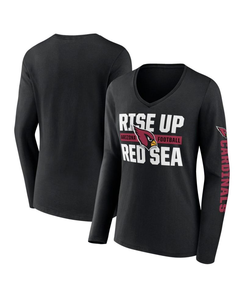 Women's Black Arizona Cardinals Hometown Sweep Long Sleeve V-Neck T-Shirt