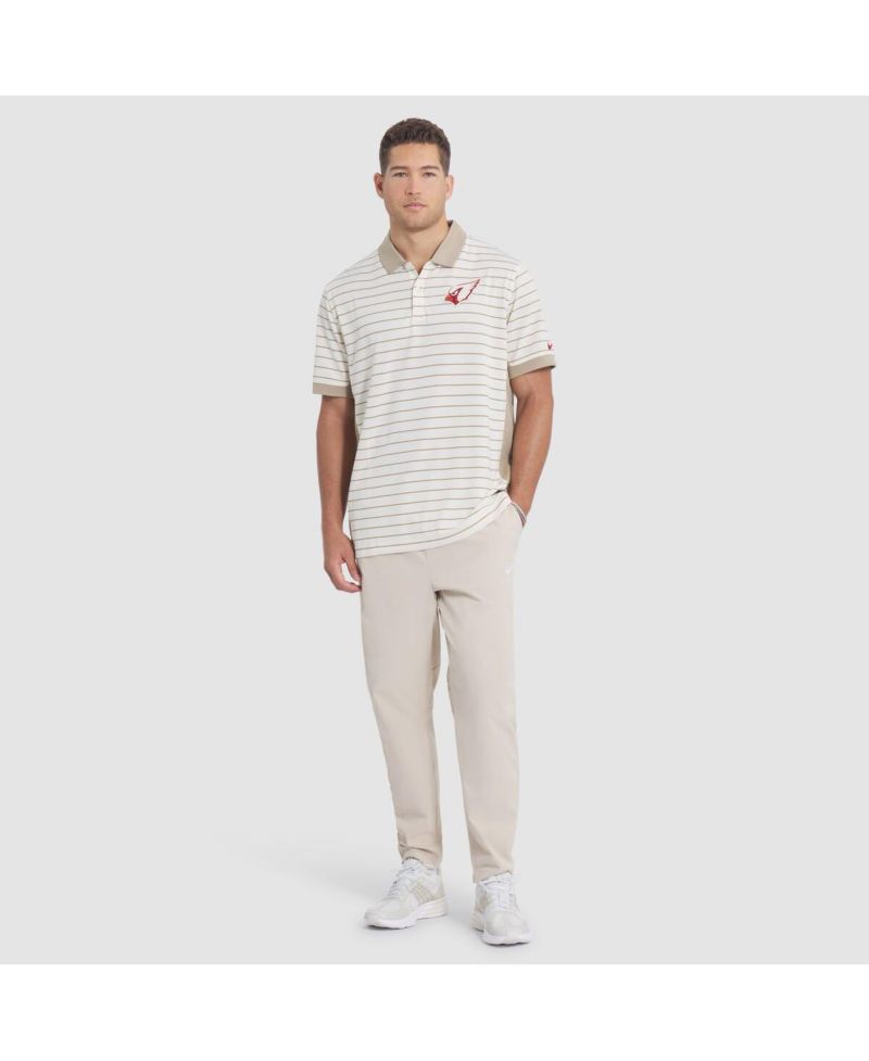 Men's Natural Arizona Cardinals 2025 Rivalries Collection Sideline Victory Striped Dri-FIT Polo Shirt