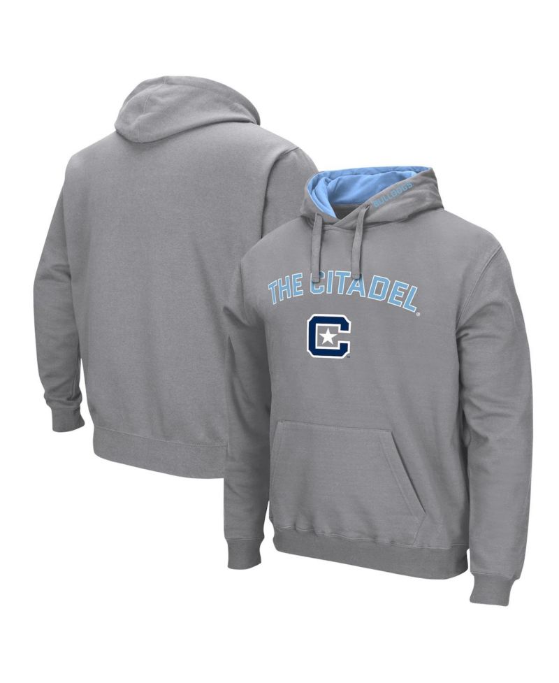 Men's Gray Citadel Bulldogs Arch & Logo Pullover Hoodie