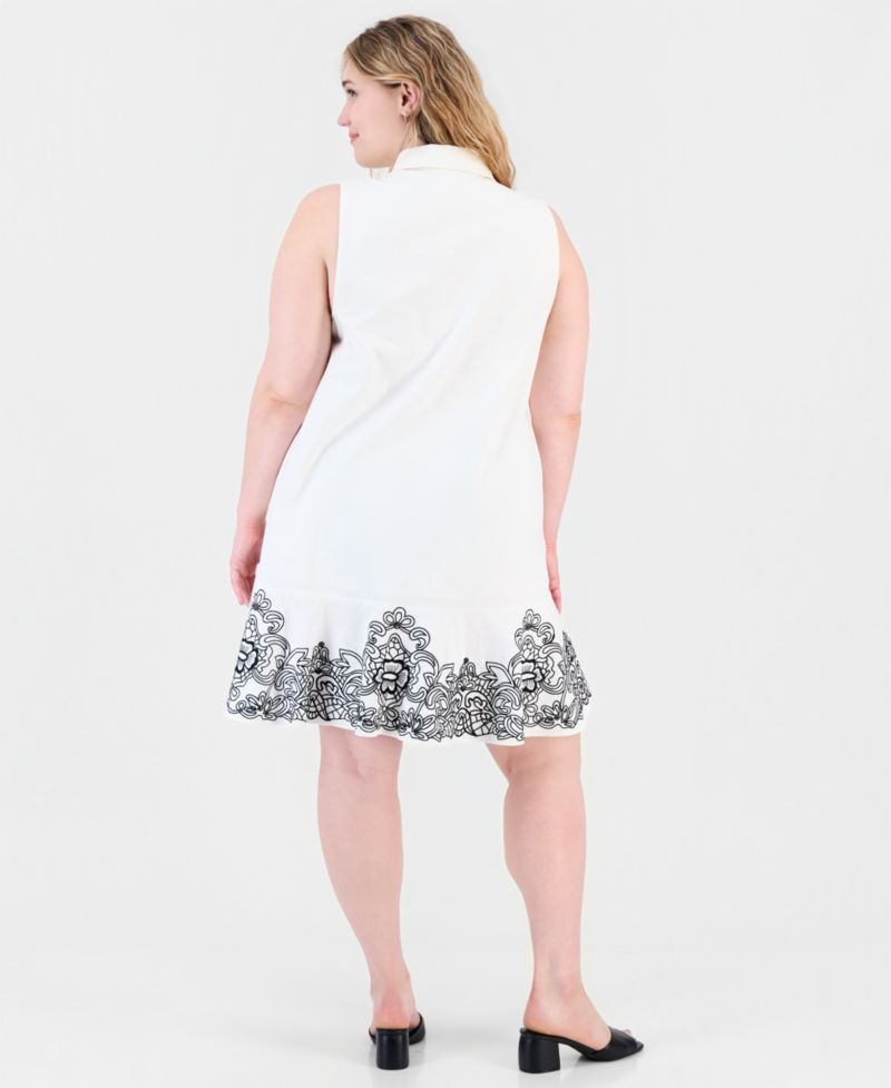 Plus Size A-Line Side-Pocket Embroidered Dress
