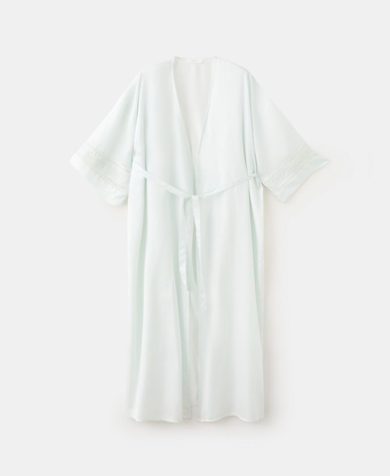 Women's Embroidery And Bow Satin Robe