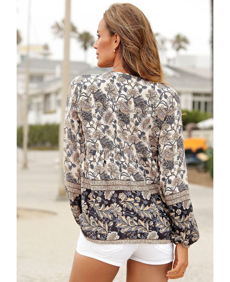 Women's Viscose Floral Print Peasant Look Blouse