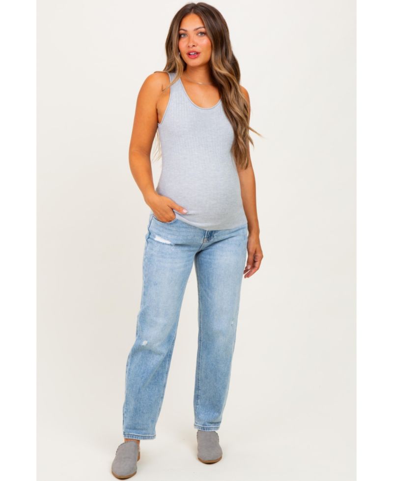 Women's Light High Rise Ankle Boyfriend Distressed Jeans