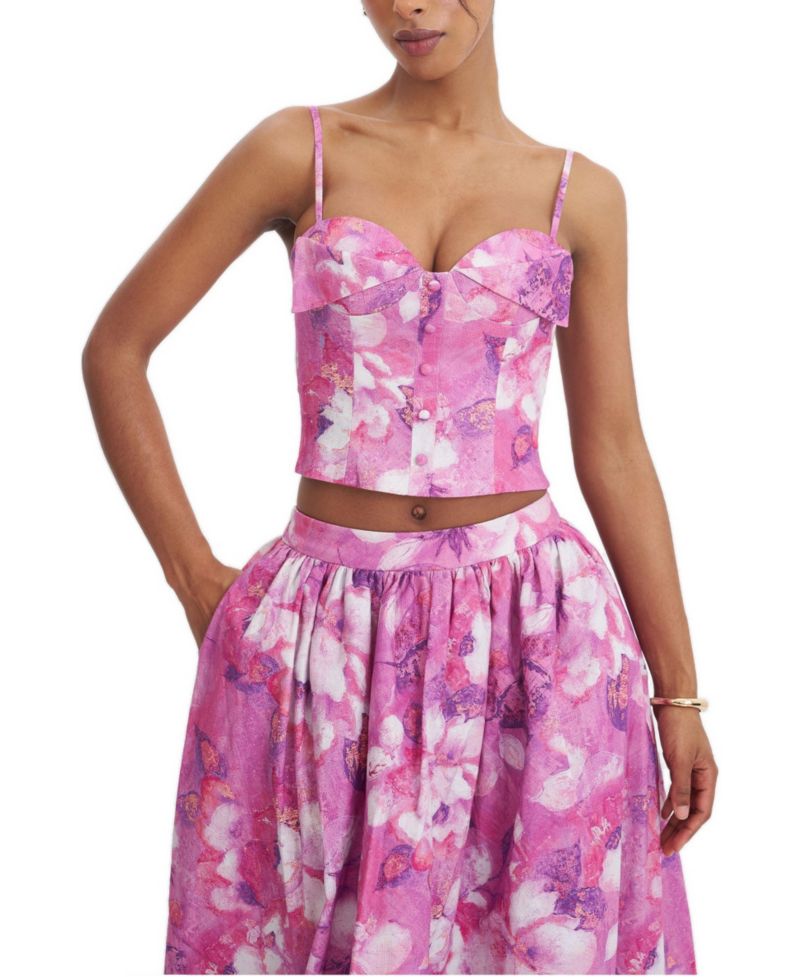 Women's Xamira Floral-Print Cropped Sleeveless Top