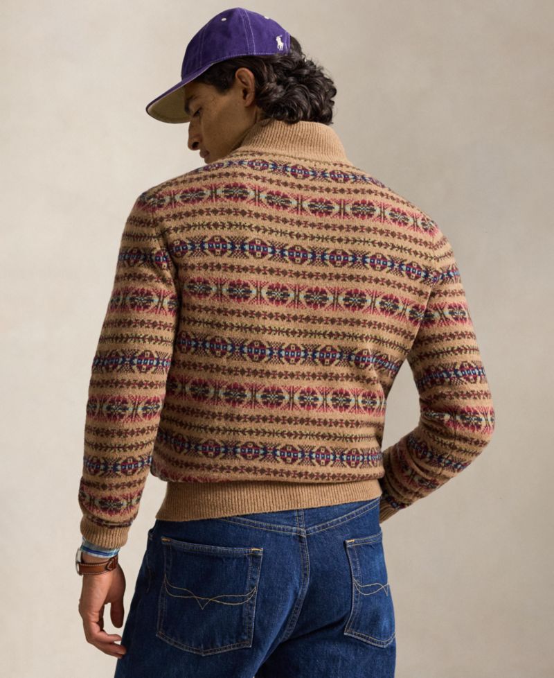 Men's Fair Isle Wool Mockneck Quarter-Zip Sweater