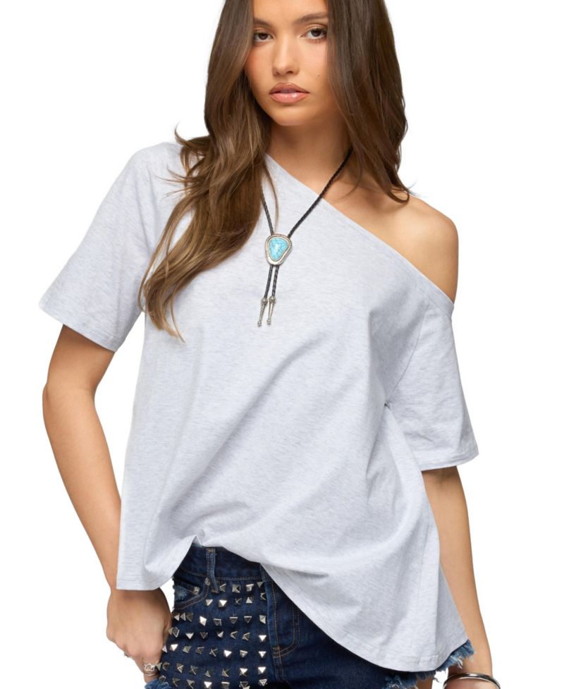 Women's Miah Off Shoulder Shredded Back Top