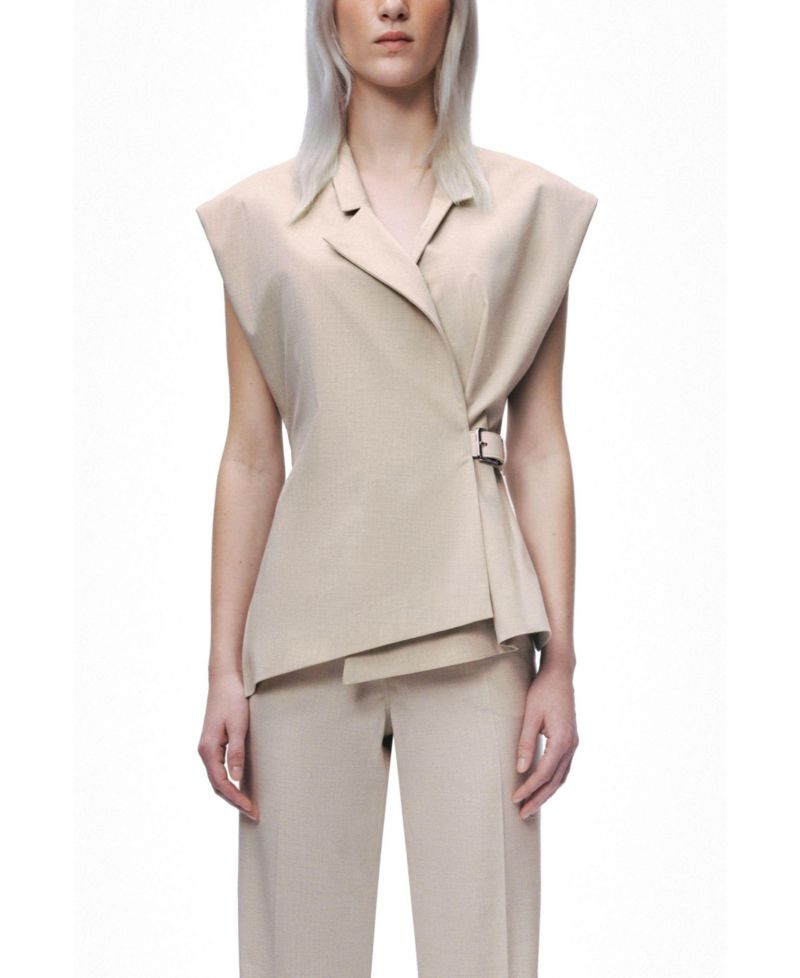 Women's Belted Double-Breasted Vest