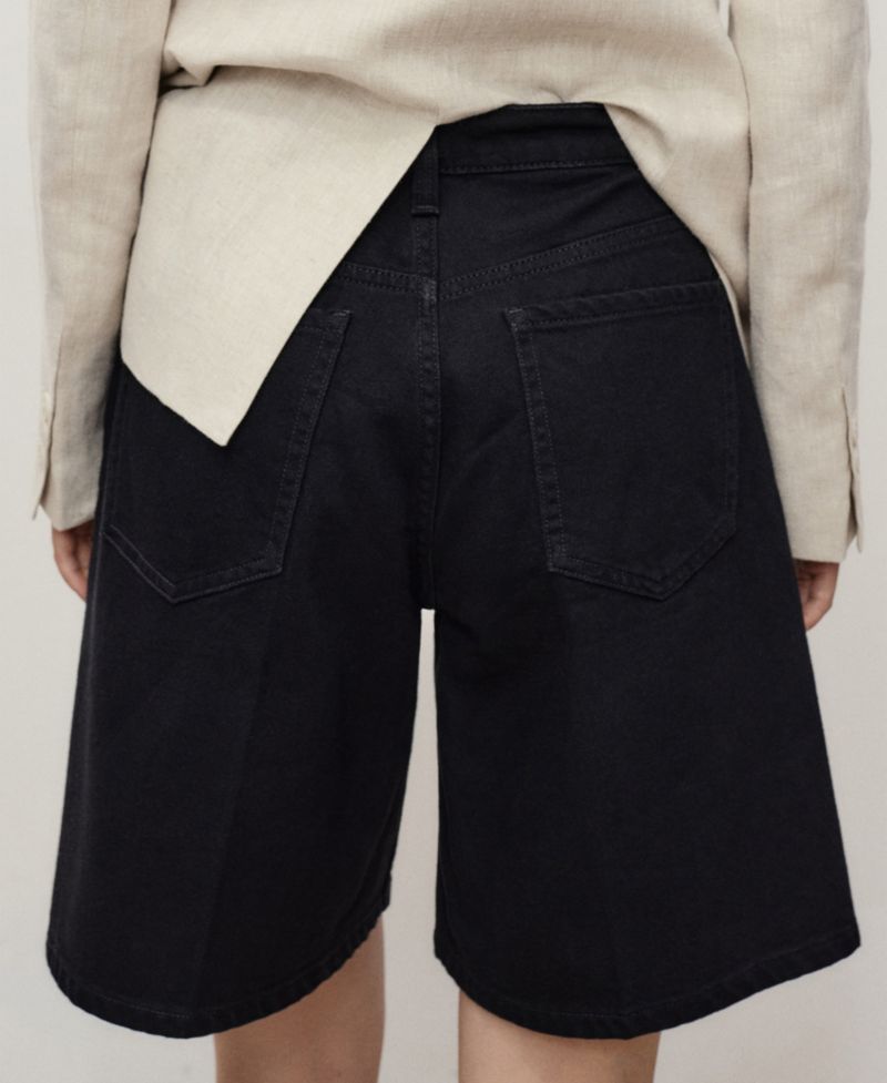 Women's High-Waisted Denim Bermuda Shorts