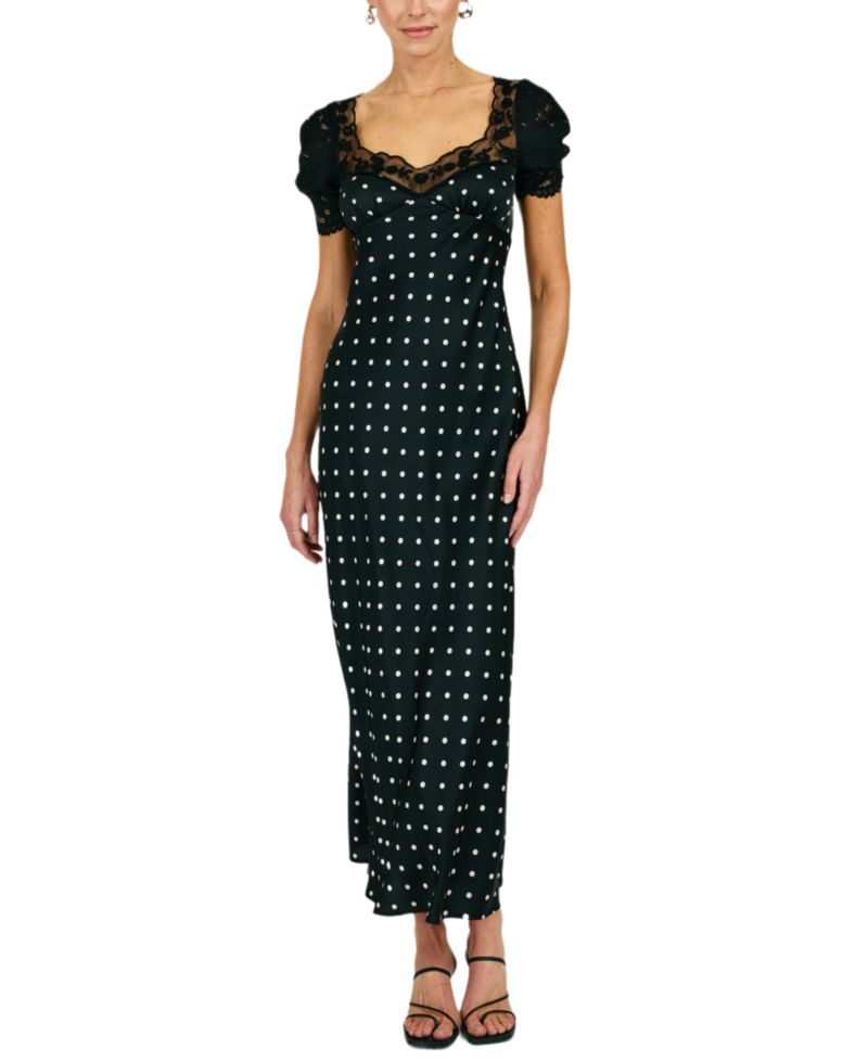 Women's Sophie Polka Dot Lace Trim Maxi Dress