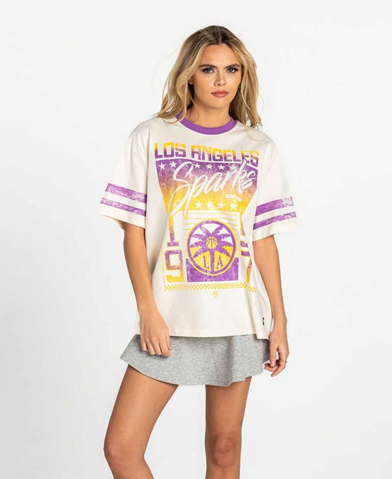 Women's White Los Angeles Sparks Drop-Shoulder Oversized T-Shirt