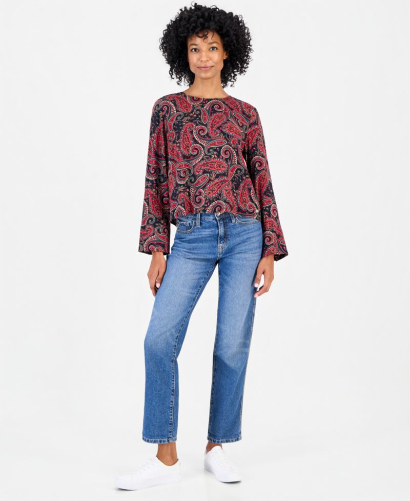 Women's Paisley Roll-Cuff Blouse