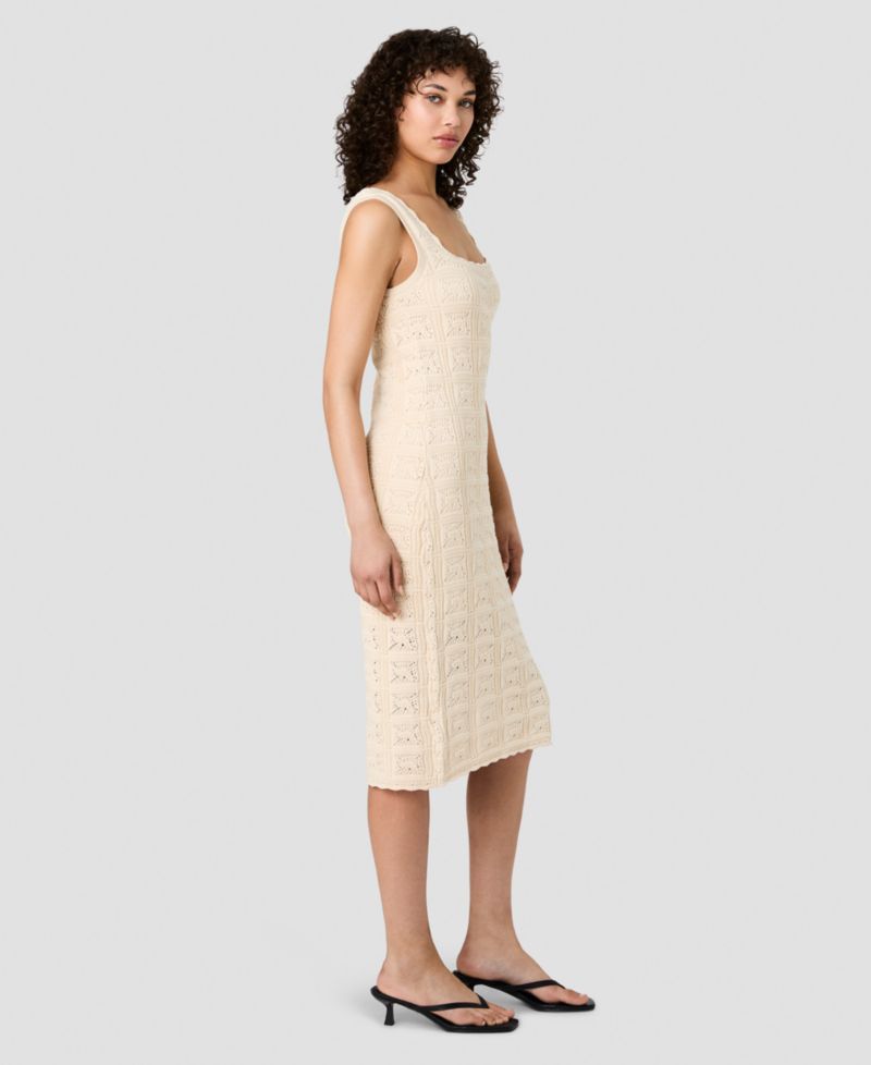 Women's Nellis Square Crochet Knit Midi Dress