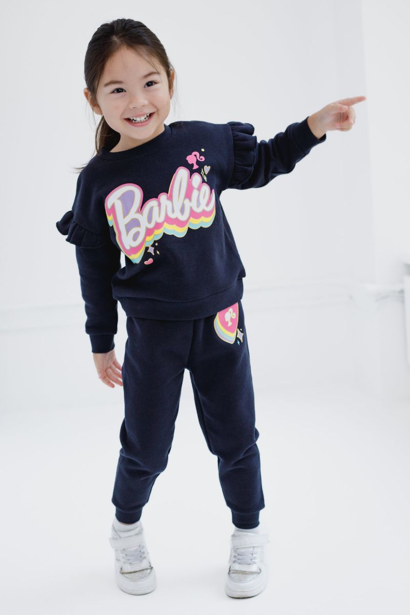 Girls(6-12) Fleece Sweatshirt and Jogger Pants Outfit Set