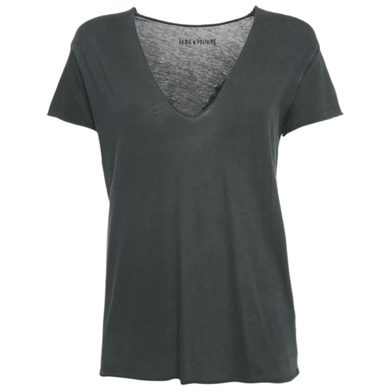 Women's Cotton Knit V-Neck Story Fishnet Top