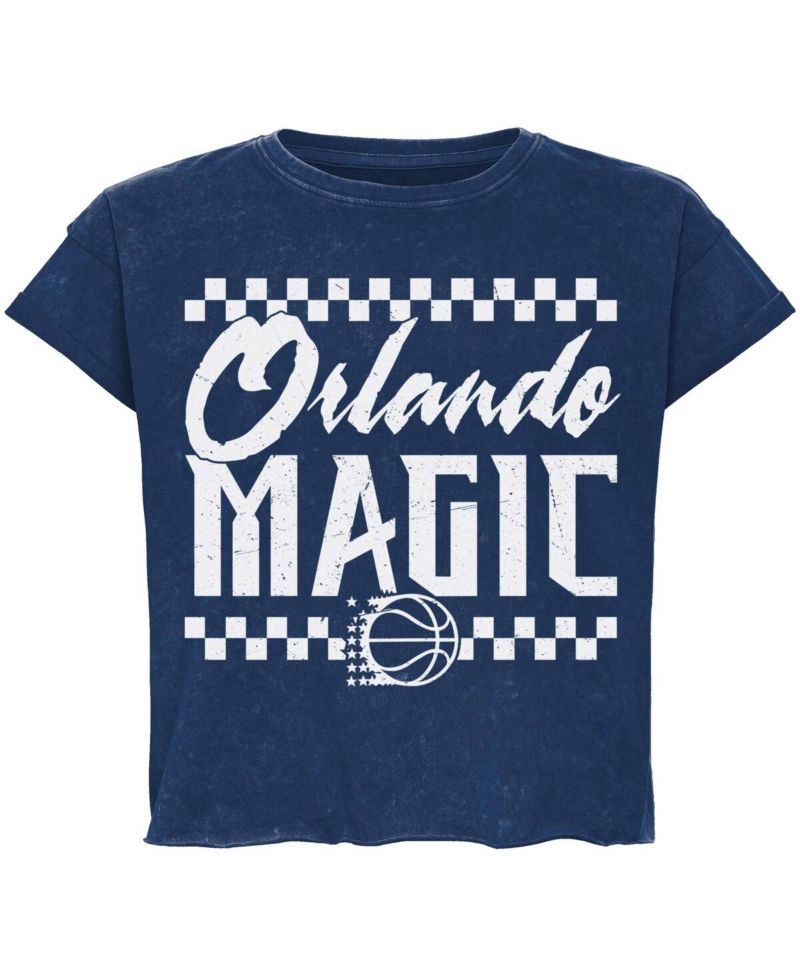 Men's and Women's Blue Orlando Magic Rock Roll Collection Gwen Premium Mineral Wash Cropped T-Shirt