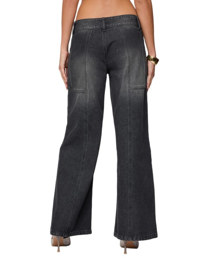 Women's Charlize Stitched Washed Low Rise Baggy Jeans